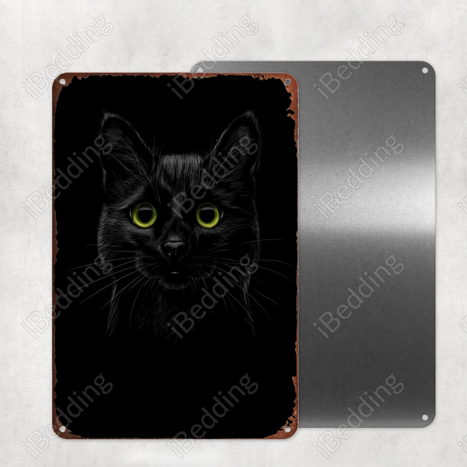 

Черная кошка, искусственная металлическая плитка, украшение для стен, паба, клуба, железная живопись, декоративная пластина 20x30 см