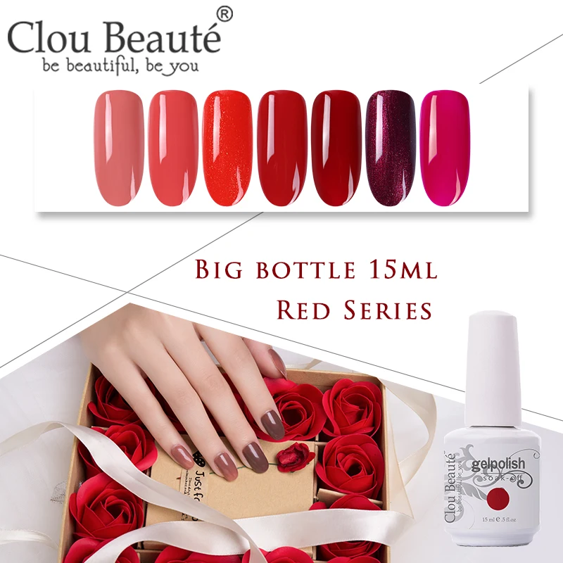 Clou Beaute красная серия УФ светодиодный Гель лак для ногтей Полупостоянный гель