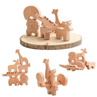1 set baby wooden blocks animal stacking building block toy balance constructor blocks game montessori jenga puzzle toys gift