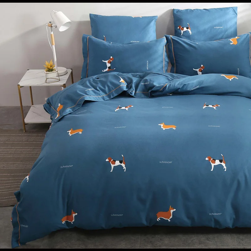 Alanna Solid Sweet style Little red Heart Flower Plant leaves and animals Printed 4/7pcs Bedding set with Different Color - Цвет: SL1017
