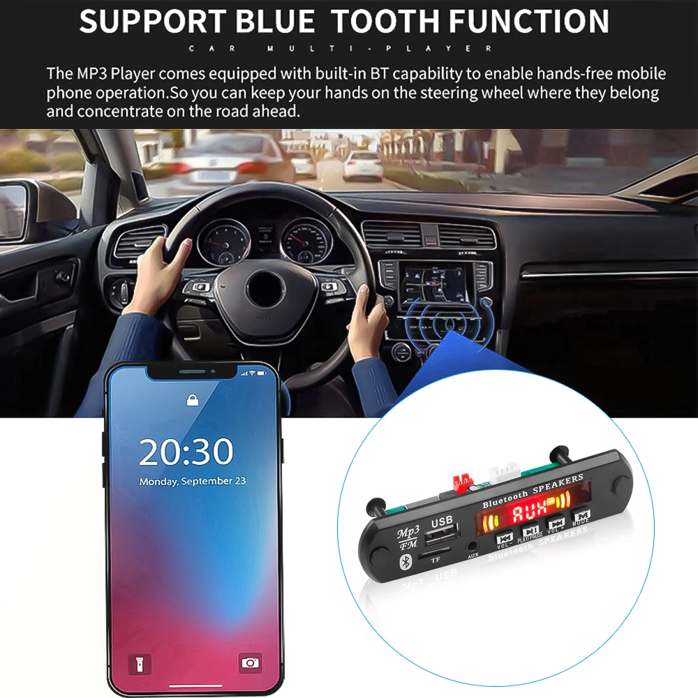 Mp3 плеер kebidu Плата декодера 5 В 12 Bluetooth 0 6 Вт усилитель автомобильный модуль FM радио