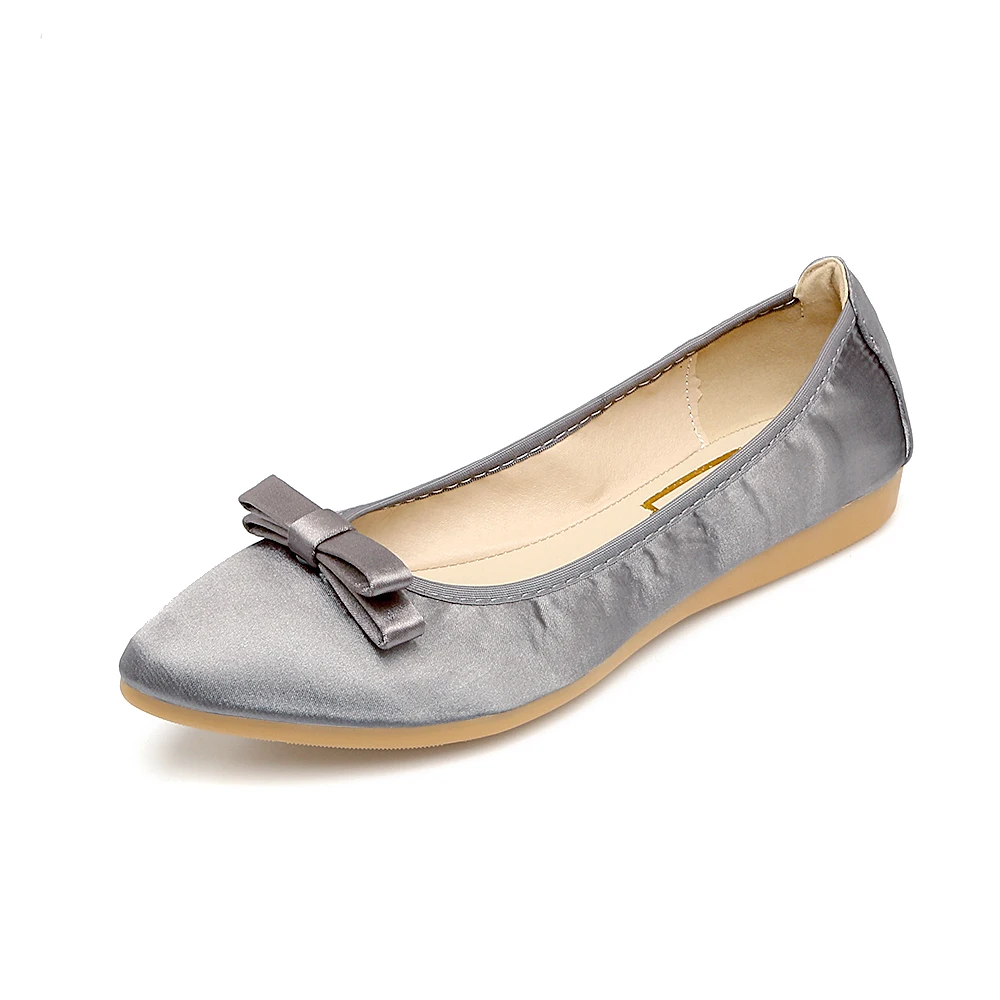 Лоферы женские шелковые с острым носком на плоской подошве складные WSH2543 для