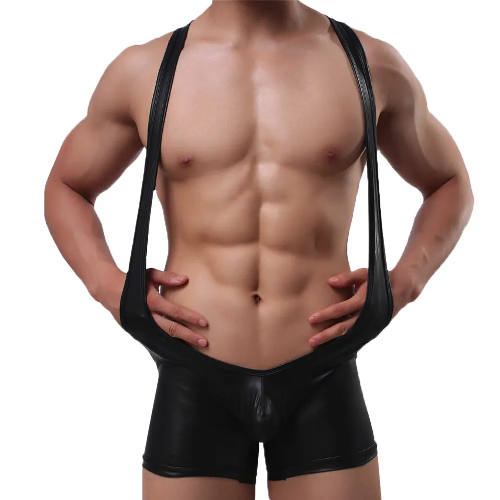 Tanga Hombre мужское сексуальное боксерское трико из искусственной кожи PU гибкий