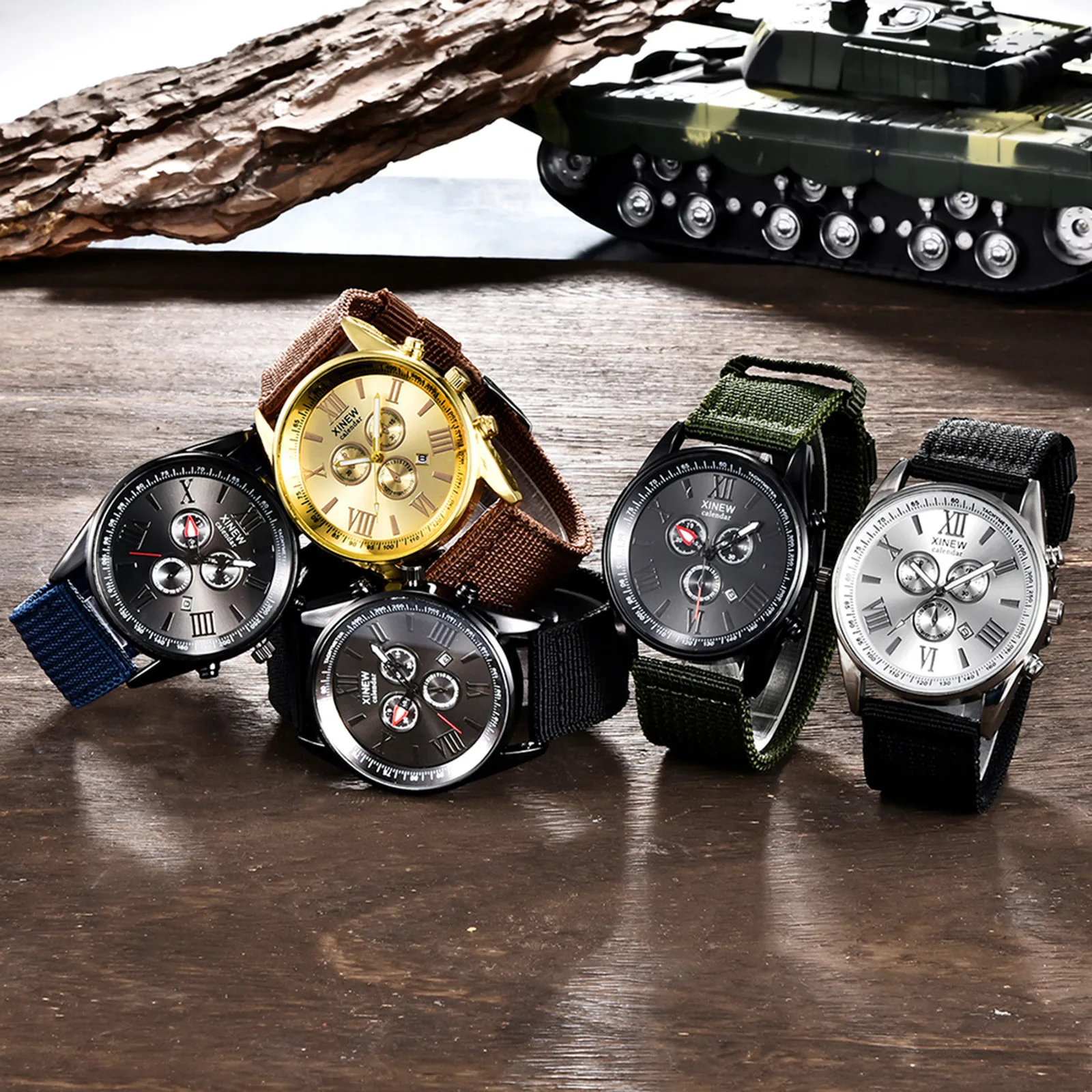 

Luxury Outdoor Men Date Stainless Steel Case Military Sport Waterproof Quartz Wrist Watch European Fashion Luminous Date Clock