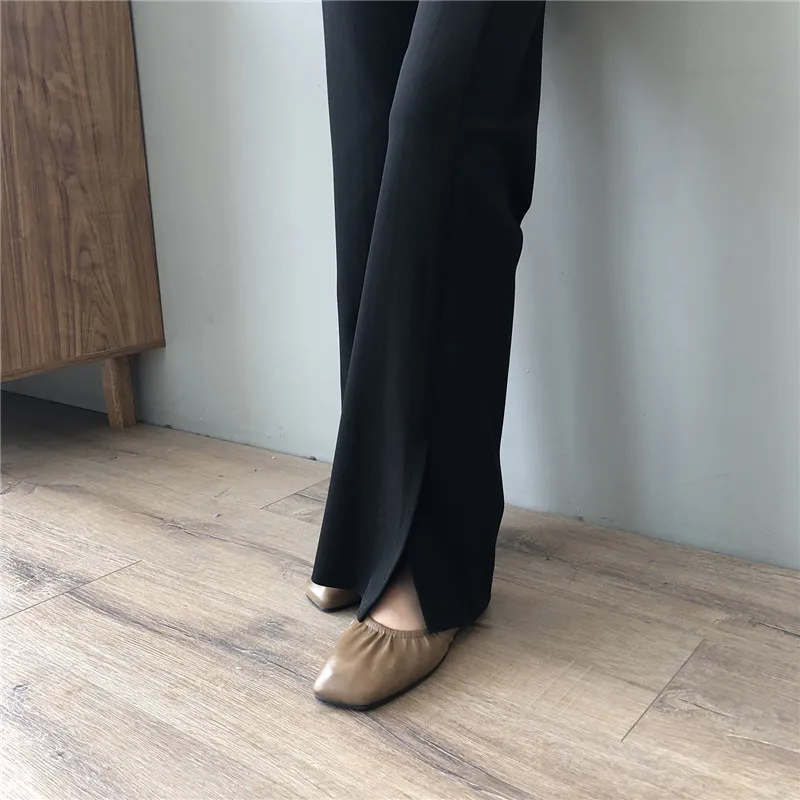 

Women Wide Leg Black Suit Pants Spring Fall Loose High Waist Slim Straight Casual Slit Mopping Trousers Streetwear