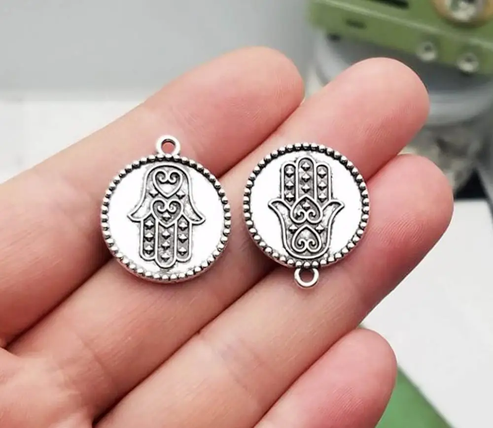

Посеребренные Подвески Hamsa 20 шт./лот, 23x20 мм, подвески для рук, Хамаса, хамеша, Фатима, аксессуары для рукоделия, ювелирные изделия
