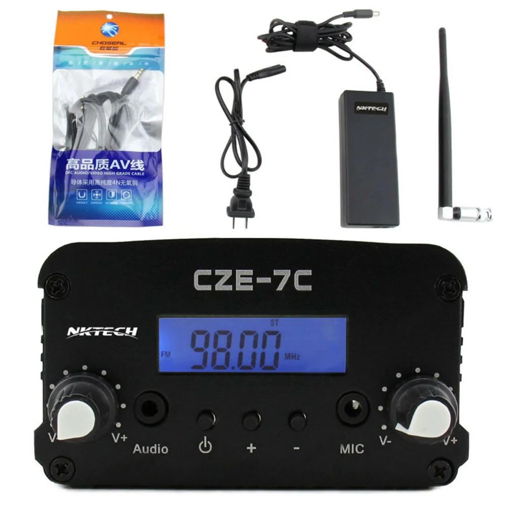 

CZE7C 1 Вт светодиодные лампы 7 Вт FM передатчик стерео ЖК-дисплей вещания радио станция для дома Беспроводной аудио Системы
