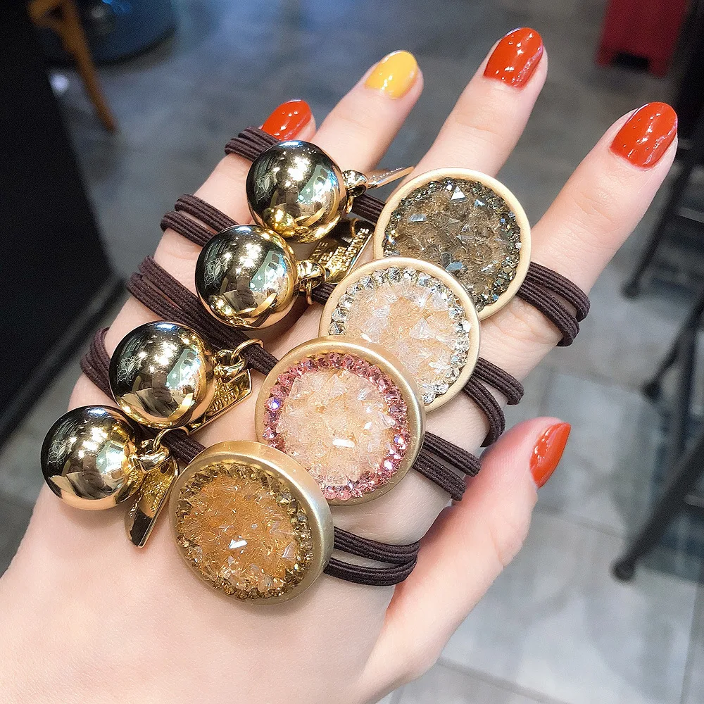 

Women Lady Fashion Elastic Hair Ring Luxury crystal Hair Rubber bands Rope Headbands Ties Hair Accessories for Women & Girls