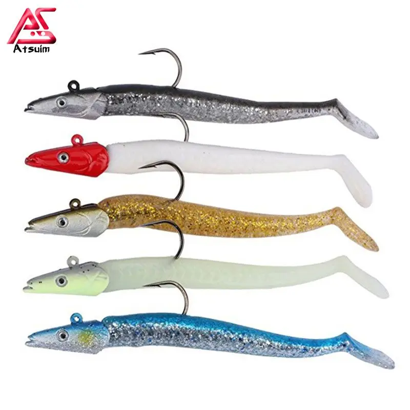 

AS 12cm 22g Fishing Lures Jig Head Soft Lures Inshore Fishing Baits Flexible Vinyle Artificial Lures Worm Hook Small Swimbait