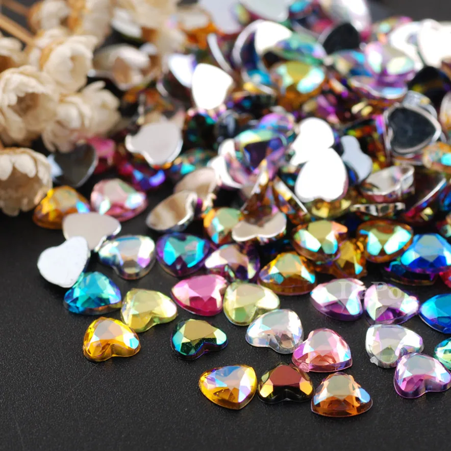 13 цветов 6 мм ab в форме сердца Стразы для ногтей кристалл акриловая плоская задняя
