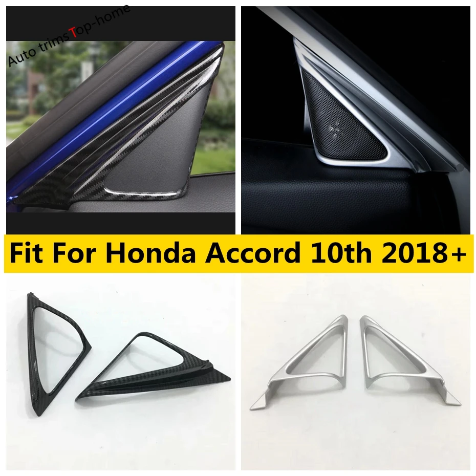 Yimaautotrims Pillar A Speaker Sound Audio Cover Trim Matte / Carbon Fiber Look ABS Interior For Honda Accord 10th 2018 - 2021