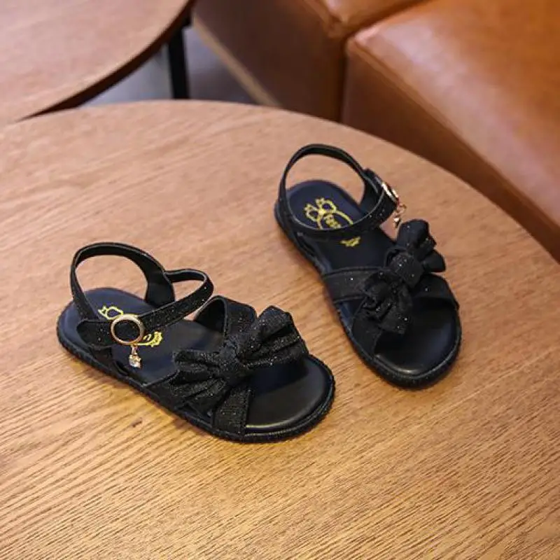 

AINYFU Children Bowknot Soft Bottom Beach Shoes Children Breathable Non-slip Sandals Girls Open-toe Sandals Girls Shoes D195