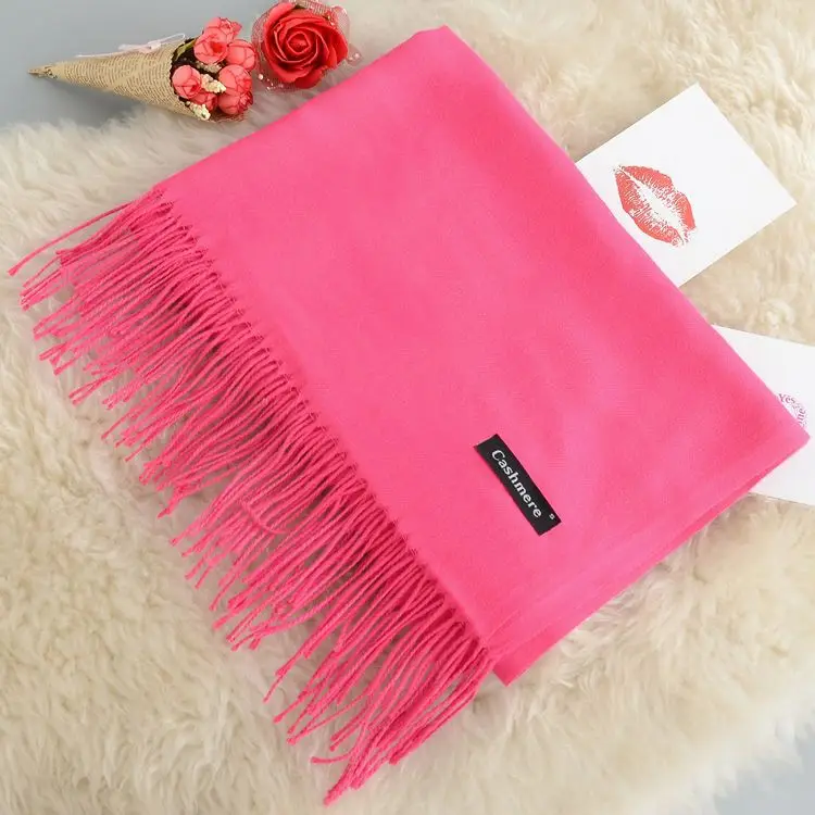 Кашемировый женский шарф новая теплая шаль Foulard Femme пашмины платок Шерстяной палантин голова шеи длинные зимние шарфы для женщин - Цвет: Rose red Scarf