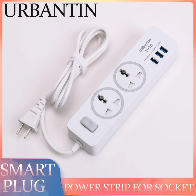 Urbantin Мощность розеток С 3 портами (стандарт 2 AC Smart Plug быстрая зарядка Стандартный