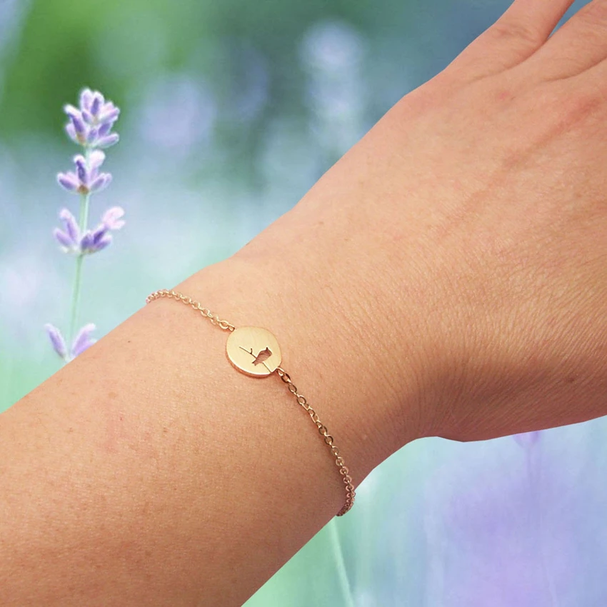 Браслет женский из нержавеющей стали с шармами Птица на ветке|pulsera mujer moda|pulseras