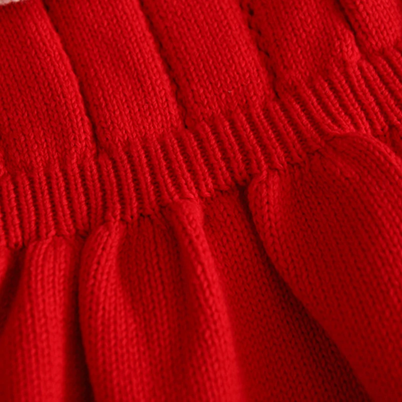 

Fashion Baby Girls Newborn Bodysuit Long Sleeve Warm Winter Spring Red Woolen Yarn Connected Garment For Toddler Kids Clothes