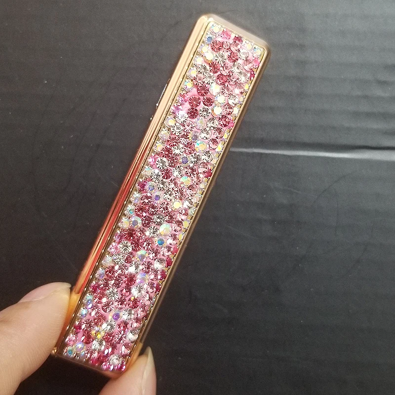 Двухсторонняя Бриллиантовая Зажигалка Bling Crystal с USB зарядкой ветрозащитная