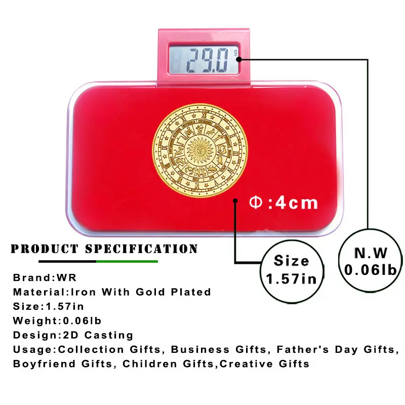 

Twelve Constellations Zodiac Gold Plated Collectible Coin Original Coins Set Holder Challenge Coin Creative Gift Dropshipping