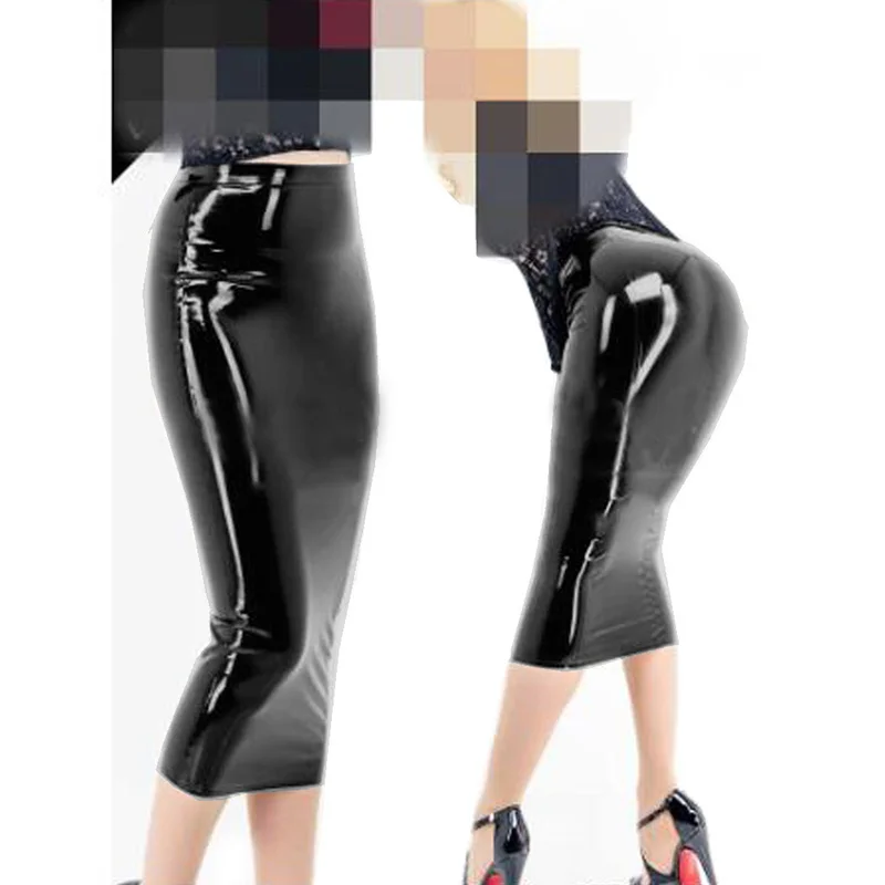 Юбка-карандаш Женская средней длины из ПВХ блестящая посылка легающая юбка с