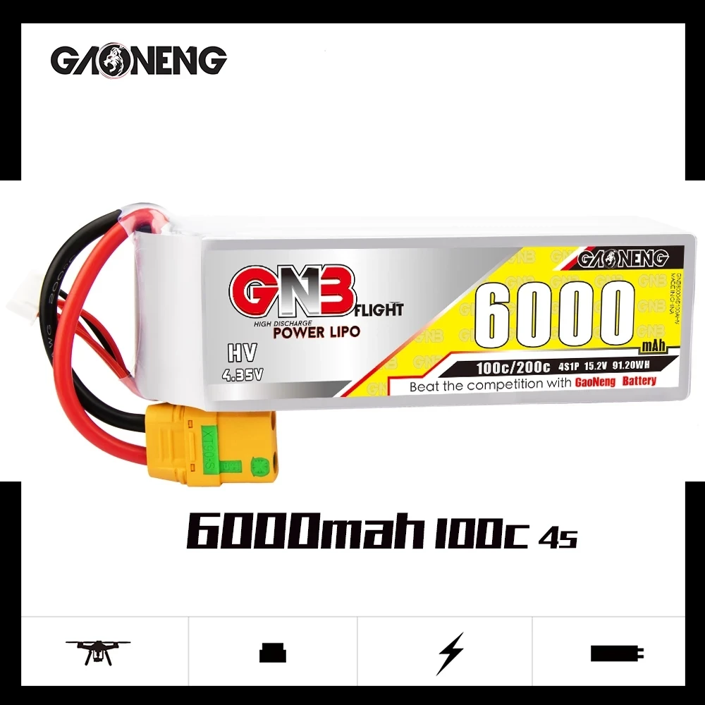 Gaoneng GNB 4S 6000 мА/ч 15 2 V 100C/200C HV Lipo Батарея XT90S разъем для Бла (беспилотный летательный
