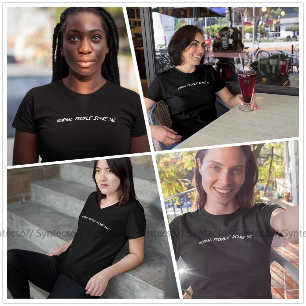 Футболка женская с принтом обычные люди Простая рубашка пугающие меня уличный
