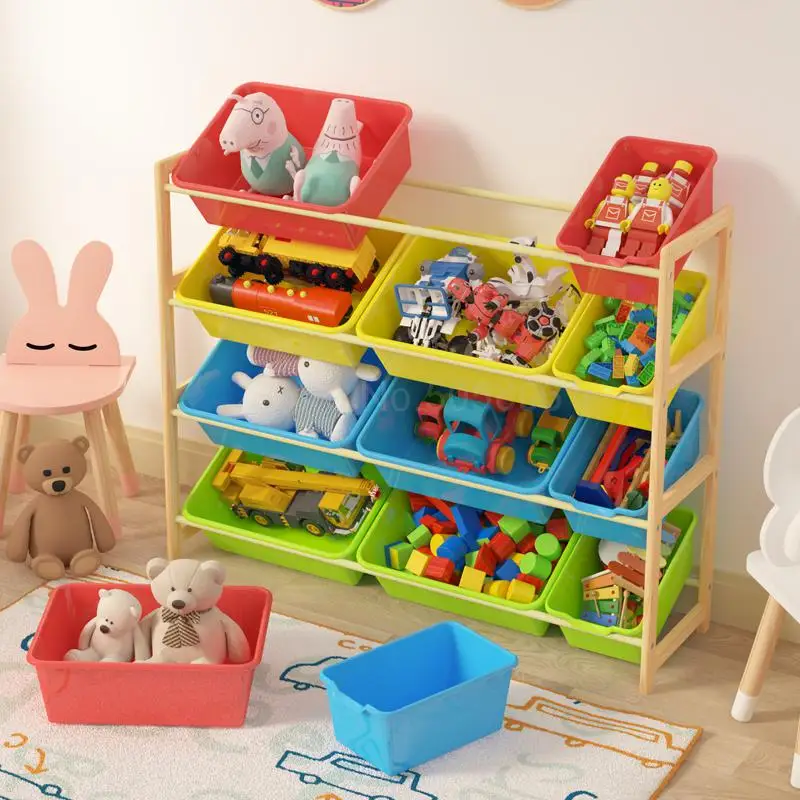 Стеллаж для хранения детских игрушек из твердой древесины шкаф детского сада