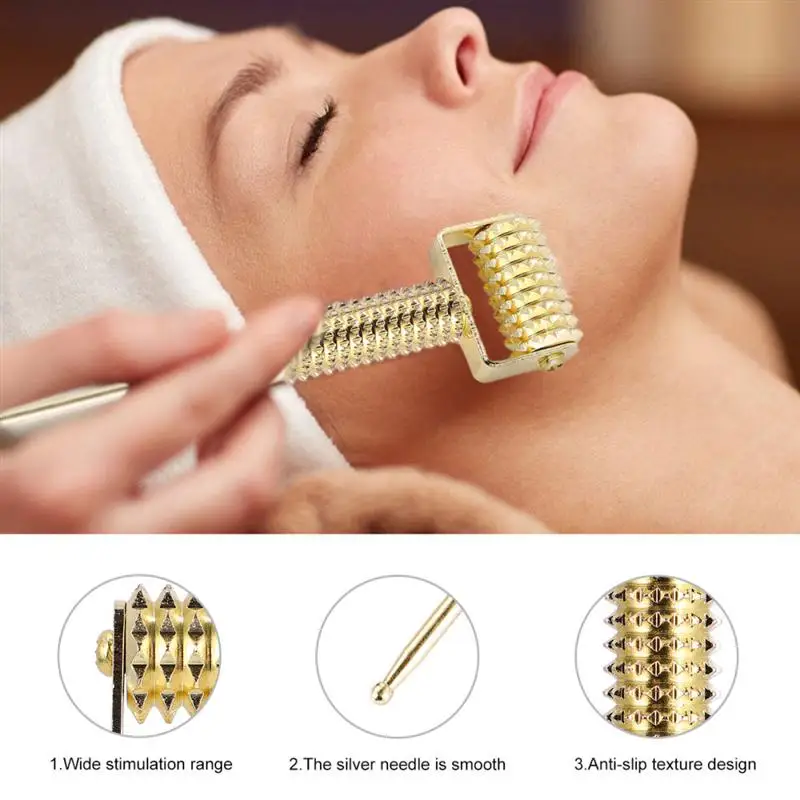 

Flexible Copper Spring Needle Roller Ear Acupuncture Probe Acupoint Detecting Pen Probe Stick Massager (Golden)