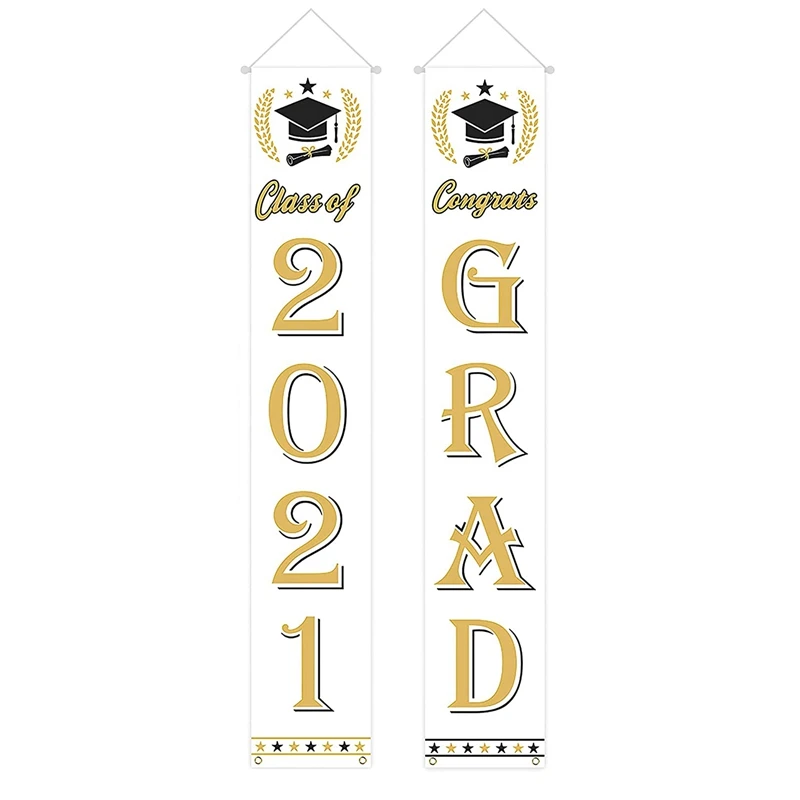 

Graduation Porch Sign-2021 Graduation Banners-Class of 2021 Banner Hanging for Door Wall Graduation Party Decoration