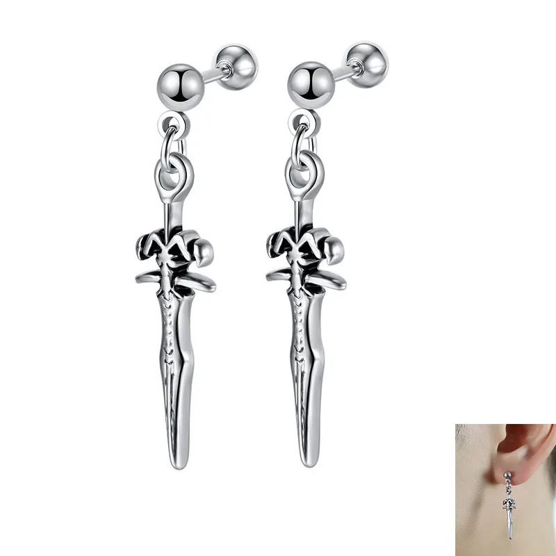 

Vintage Sword Dangle Drop Earrings for Women Men Personalized Creative Punk Retro Stainless Steel Statement Earring