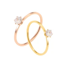 fine jewelry titanuim steel rose gold color ring cz crystal ring for women couple finger rings love wedding