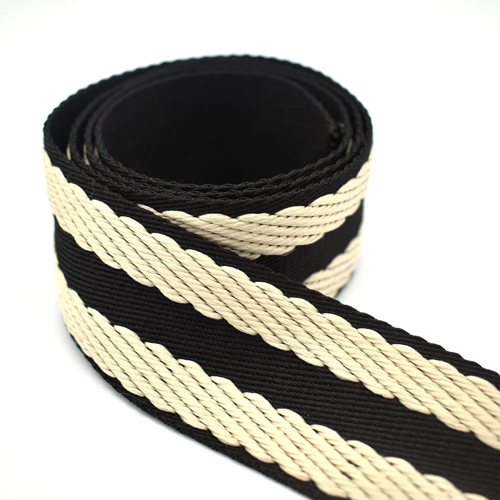 

1.5'' Black&White Striped Webbing Dog Collar Webbing Knit Tape Key Fob Webbing Bag Strap Ribbon Trim Cotton Webbing 38mm Width