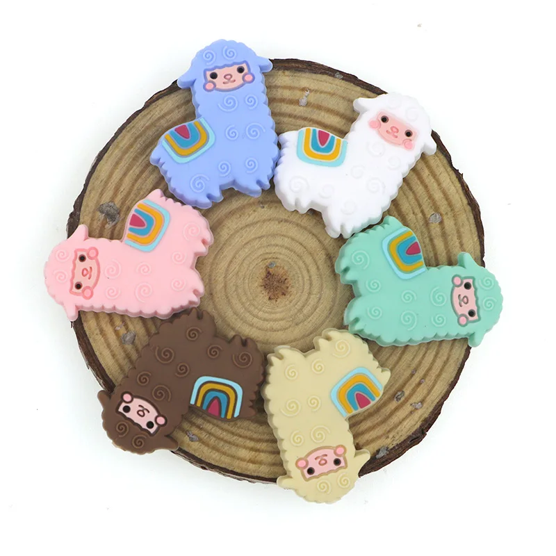 Kovict-Cuentas de silicona de oveja, mordedor Molar para beb&eacute;, cadena de chupete, accesorios de joyer&iacute;a, juguetes de lactancia masticables, 10 Uds.-1
