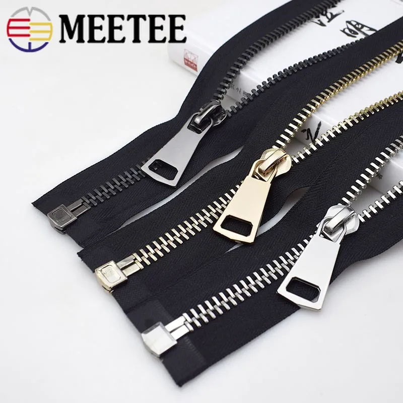 

1pc Open-End Metal Zipper 10# 70/80/90/100cm Auto Lock Open End Zippers Zips for Sewing Down Coat Garments Zip Accessories Tools