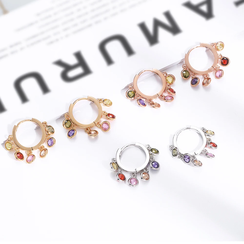 Маленькие круглые серьги кольца для женщин подарок 2020 красочные CZ Cryatl покрыто
