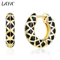 laya silver hoop earrings for women 925 sterling silver simple design circle color fine jewelry handmade enamel 2022 trend