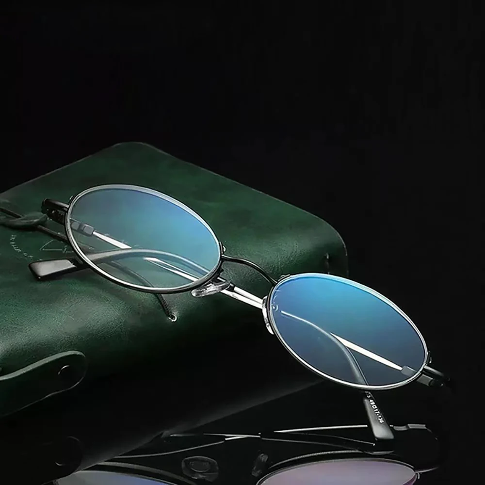 Kann Blume Oval Design Anti-Blau Licht Lesebrille Retro Runde Presbyopie Brillen Halb Rahmen Hyperopie Brillen Unisex + 3,5 – Detail 1