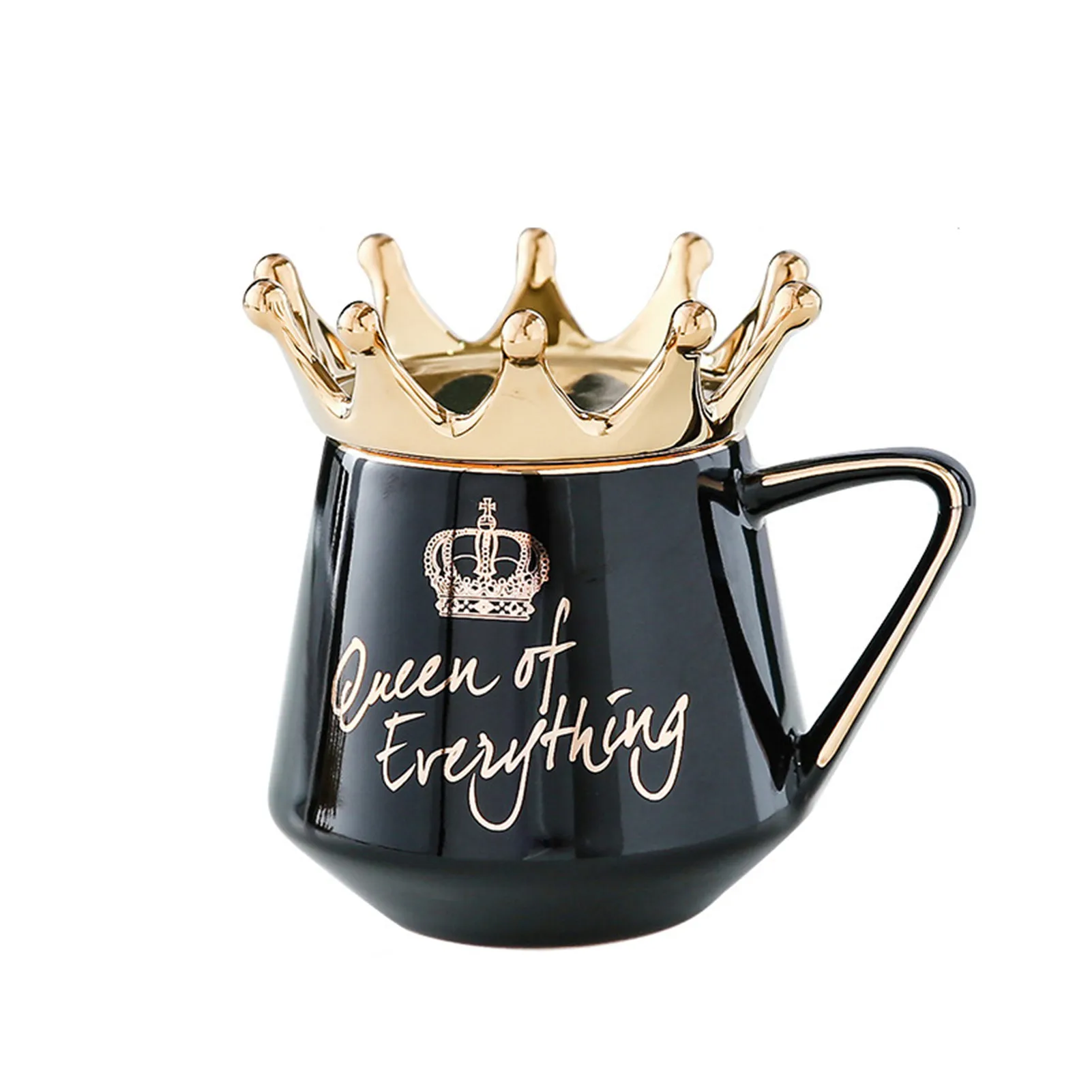 

Queen of Everything Mug With Crown Lid and Spoon Ceramic Coffee Cup Gift for Girlfriend Wife MDJ998