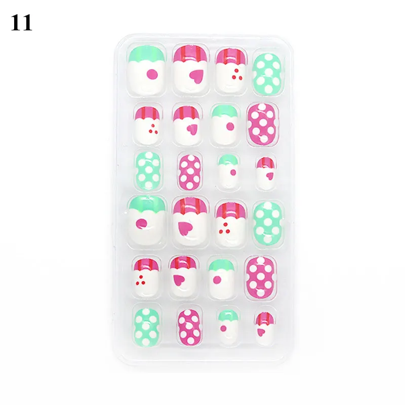 24 шт./компл. конфеты накладные ногти мультфильм полное покрытие дети розовый для