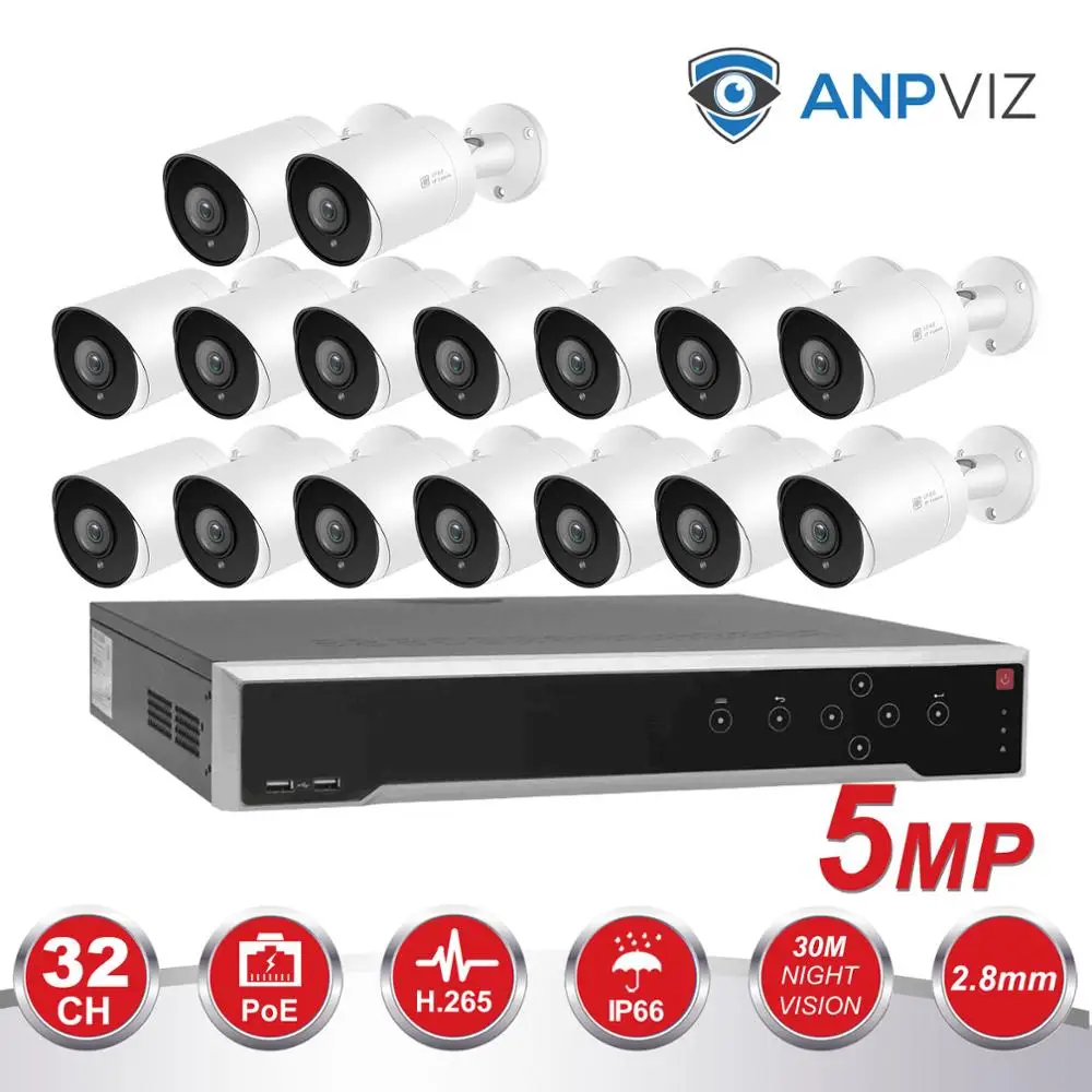 Hikvision OEM 32CH 4 к NVR KIT 16/20/32 шт. открытый 5MP Пуля IP система наблюдения ссtv встроенной Аудио Видео набор для наблюдения