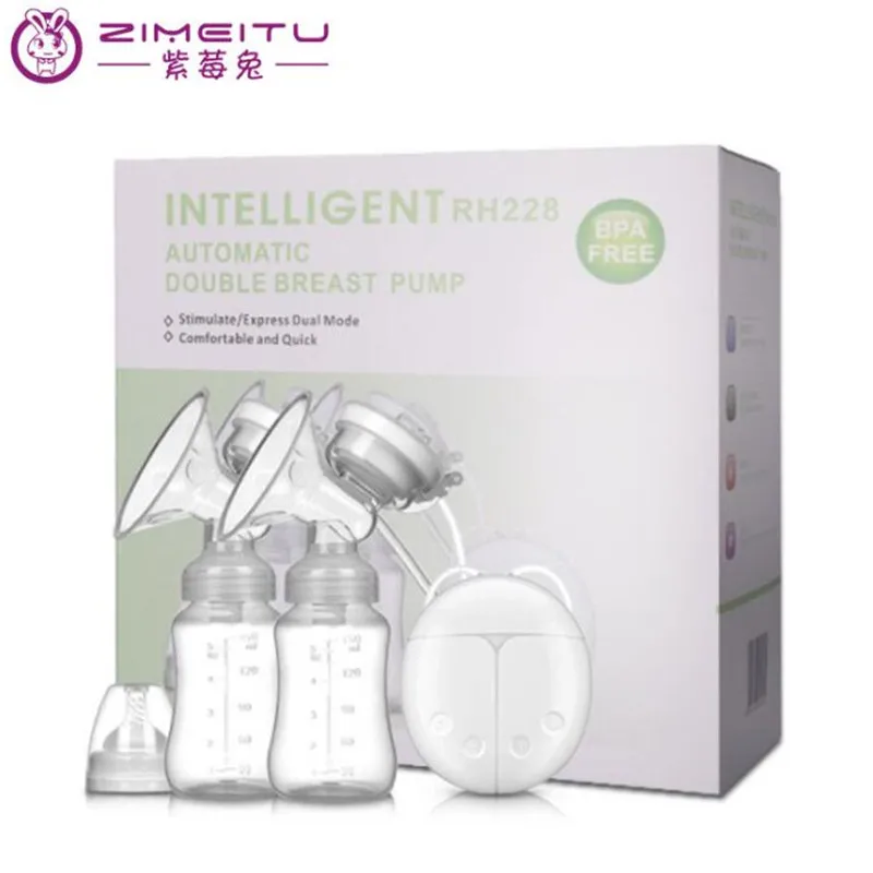 ZIMEITU двойной Электрический молокоотсос мощный всасывающий USB с бутылочкой для