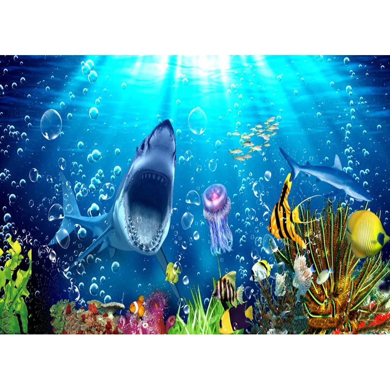 Фон для фотосъемки детей на день рождения с изображением океана и мира