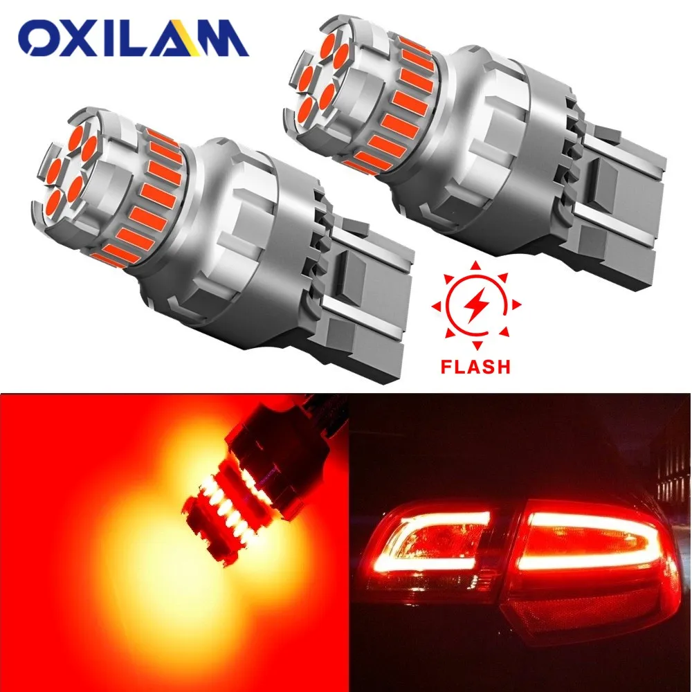 

OXILAM 2Pcs Flash Red 7443 T20 Led Lamp W21/5W WY21W Led Brake Light Tail Lamp For Honda Crv 2 3 Civic Accord 6 3 8 Error Free