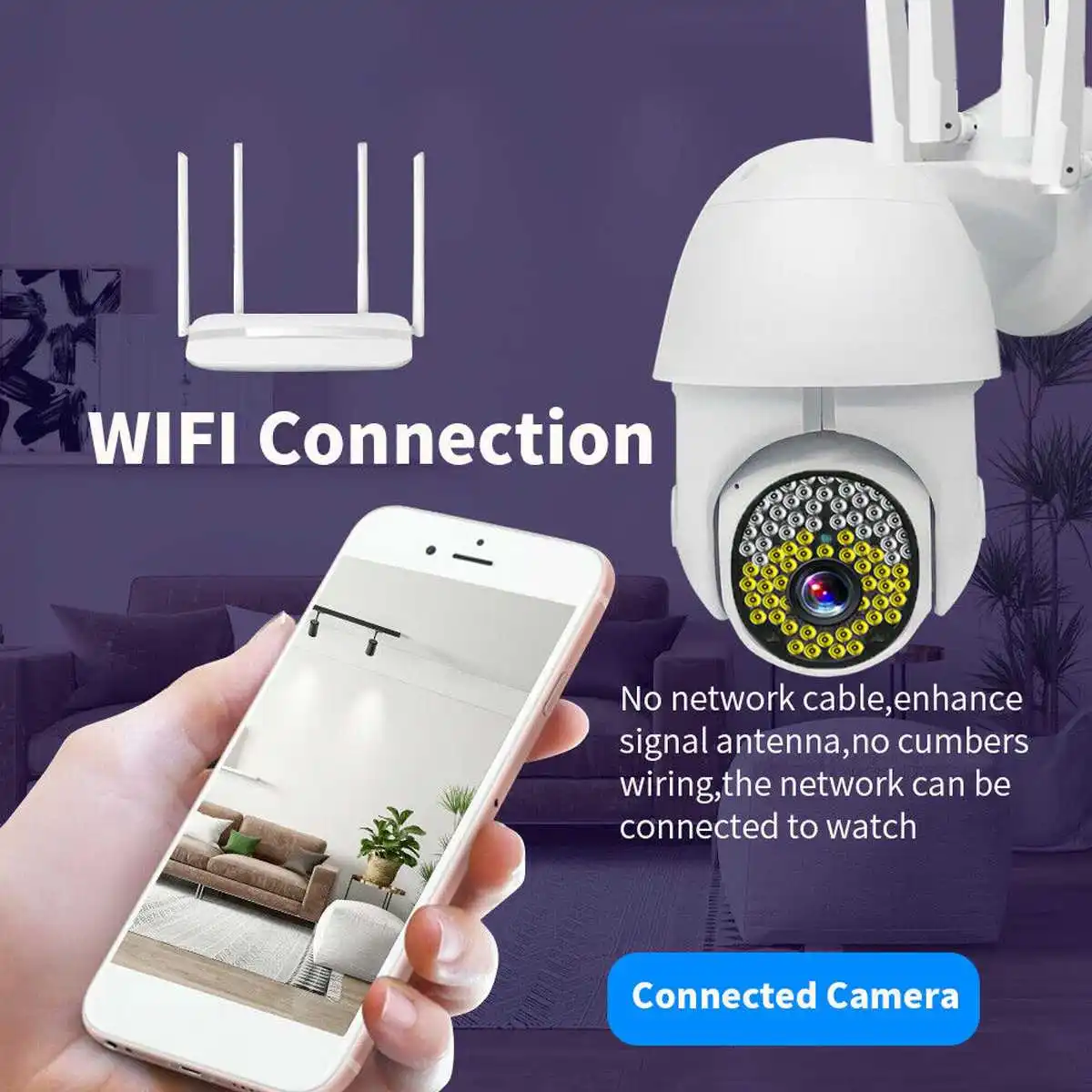 

1080P HD PTZ WiFi CCTV Camera Outdoor 79LEDs IP Camera Motion Tracking Surveillance Camera Mini Speed Dome Wireless Camera