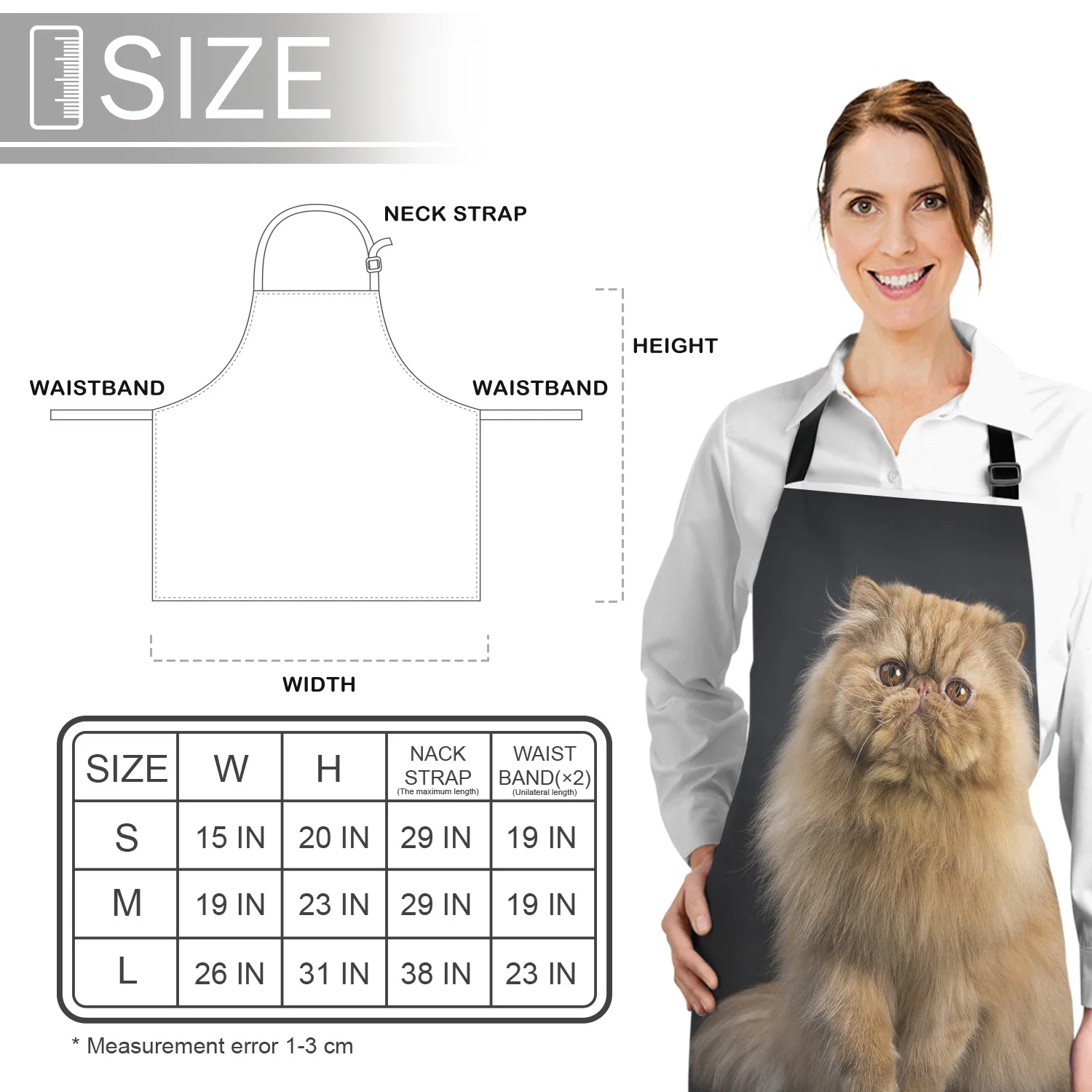 

Persian Cat Animal Cute Pet Pattern Kitchen Apron Women Adult Female Home Cooking Baking Cleaning Aprons Bibs Home Tools