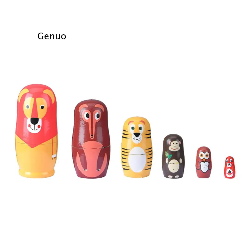 

Six-layer Matryoshka Hand-painted Fox Animal Doll Toy Handicraft Feature Decoration Children Wooden Toy 6 Pieces Set