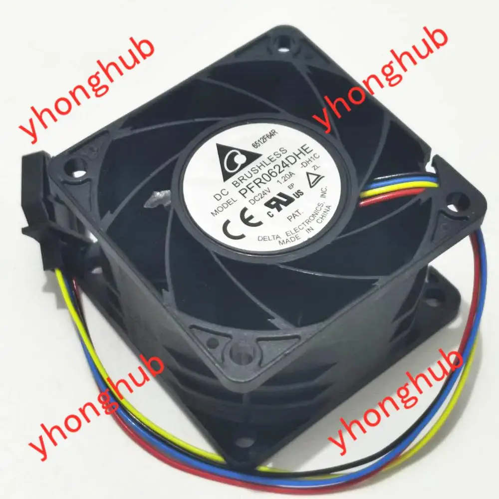 Ventilador de Refrigerador de Servidor de 4 Delta Electronics 24v 1.20a 60x60x38mm Fios Pfr0624dhe Dh1c dc