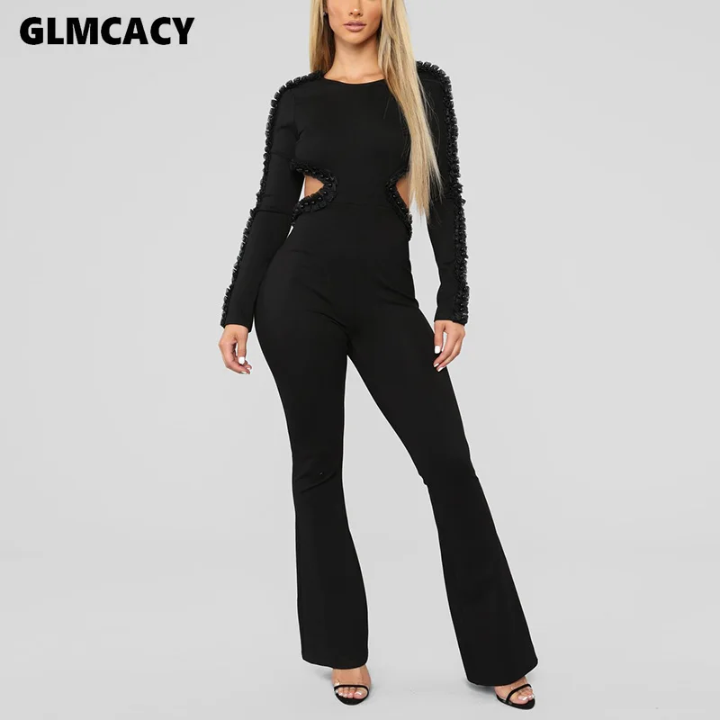 Женские элегантные комбинезоны с длинным рукавом Beadng Длинные Комбинезоны