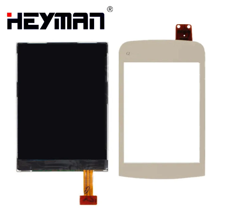 ЖК-дисплей с сенсорным экраном для Nokia C2-02, C2-03, C2-06, C2-07, C2-08 ЖК-экран дигитайзер стеклянная панель передняя стеклянная линза - Цвет: LCD with gold Touch