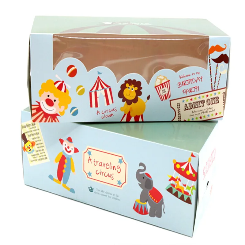 Хлебобулочная упаковочная коробка милая с принтом цирка упаковка для торта Swissroll