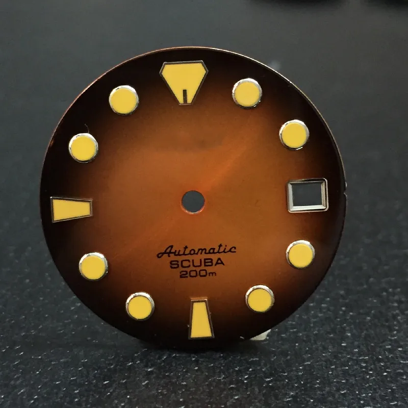 Watch accessories dial sunburst black  blue yellow red with yellow luminous fit Japanese NH35/36 automatic movement 28.5 mm